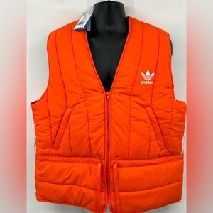 Adidas Parley Puffer Vest Men's Orange White HM6750 Three Stripes